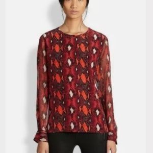 Equipment red silk snakeskin print blouse